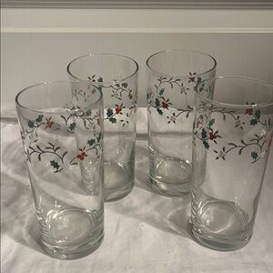 4x Pfaltzgraff Winterberry 16 oz Cooler Glasses Tumbler Christmas